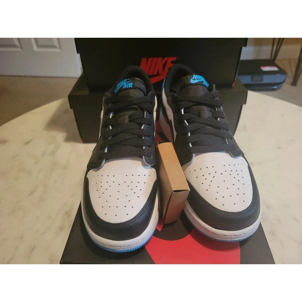 Nike Air Jordan 1 Retro Low OG‎ GS Black Dark Powder Blue UNC CZ0858-104 Size 7y